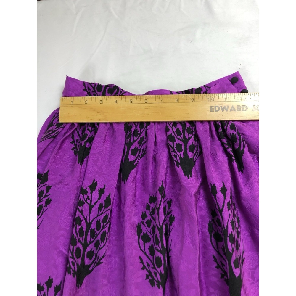 Vintage Mary McFadden for Jack Mulqueen Silk Blouse Skirt Set Purple Black Sz 8 - Picture 9 of 12